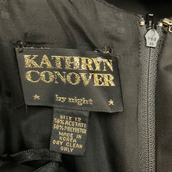 Vintage 80s 90s Kathryn Conover LBD Cocktail Dress midi maxi pretty woman as 12 - Picture 3 of 16